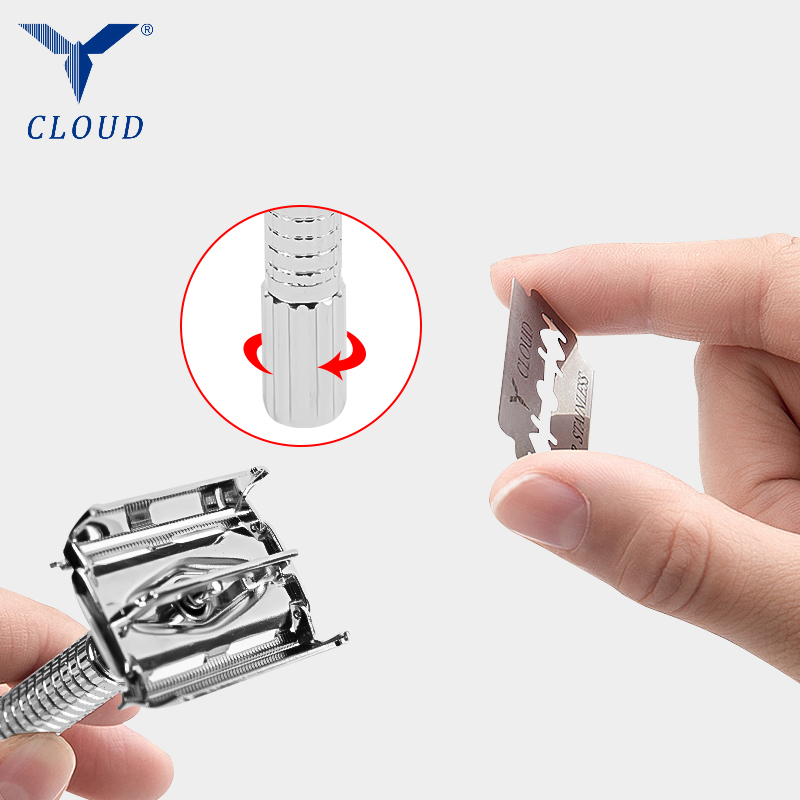 74 Rasoio manuale a forma di T aperto a doppia torsione in acciaio inossidabile