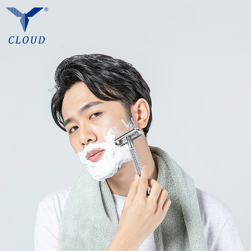 74 Rasoio manuale a forma di T aperto a doppia torsione in acciaio inossidabile