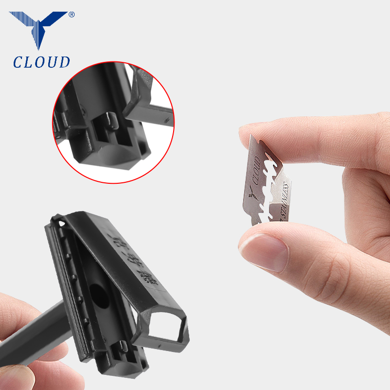 Rasoio portatile da viaggio a forma di T in plastica a 74 lame